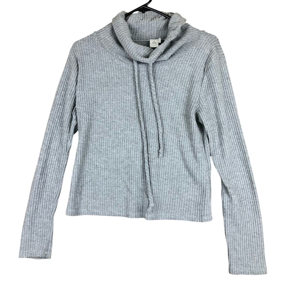 Paper Crane Womens Sweater Gray Loose Turtleneck Knitted Comfort Lounge Small